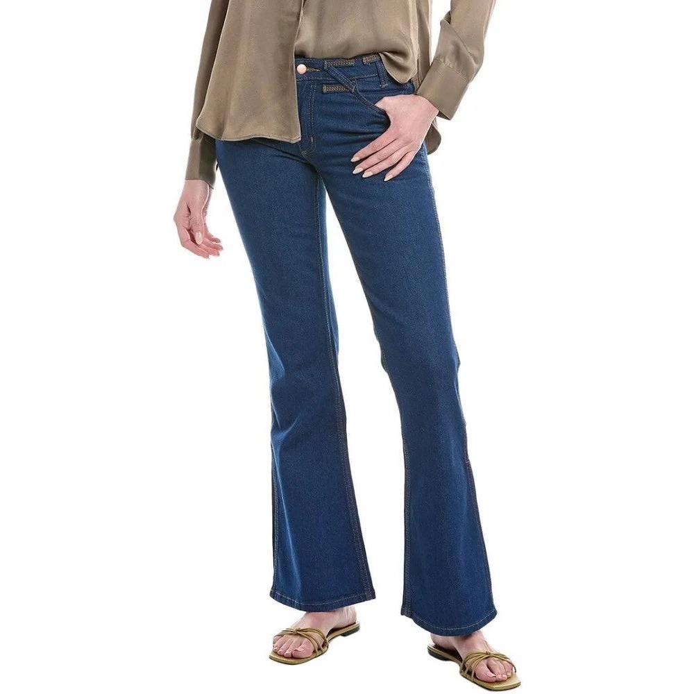NWT Wrangler x STAUD Bikini Jean Dark Wash Low Rise Flare Denim Size 32x34